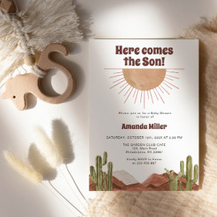 Baby shower Sun Cowboy cactus thema Save The Date