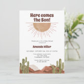 Baby shower Sun Cowboy cactus thema Save The Date (Staand voorkant)