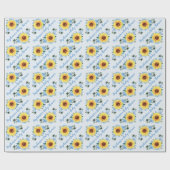 Baby shower Sunflower Dusty Blue Persoonlijke bena Cadeaupapier (Vlak)