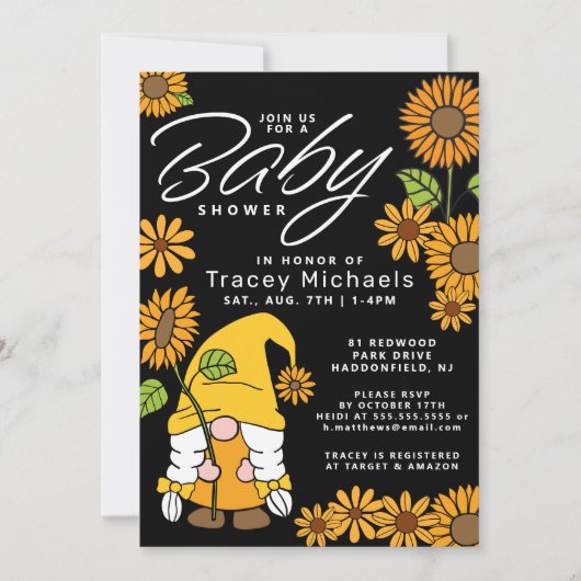 BABY SHOWER | Sunflower Sunshine Gnome Kaart (Voorkant)