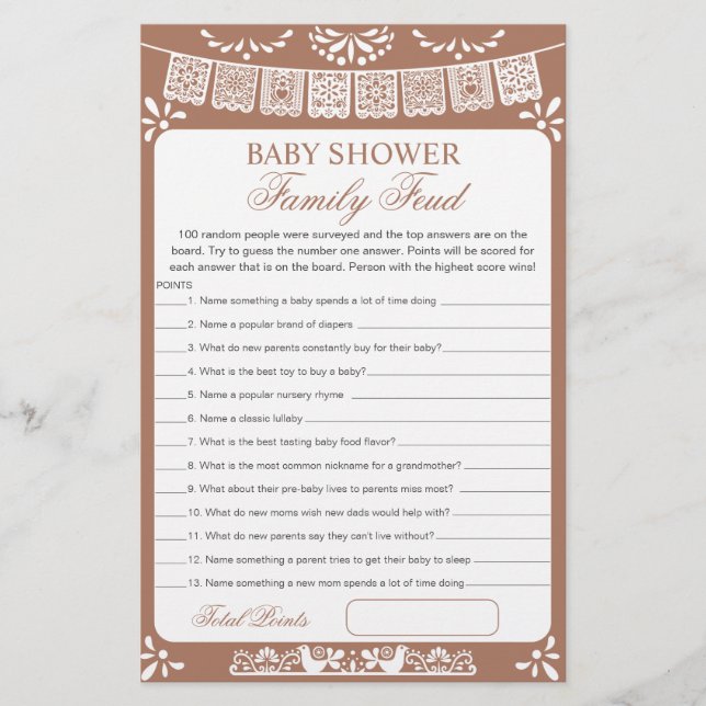 Baby Shower Survey Says Game Card (Voorkant)
