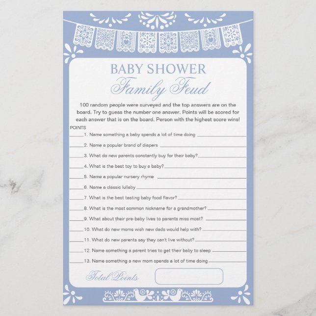 Baby Shower Survey Says Game Card (Voorkant)