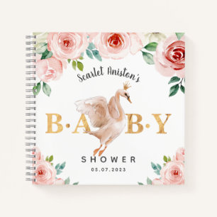Baby shower Swan Floral Gastenboek Notitieboek