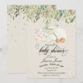 Baby shower Sweet Bunny Gold Confetti Kaart (Voorkant / Achterkant)