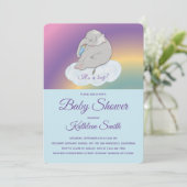 Baby shower Sweet Cute Elephant Het is een jongen  Kaart (Staand voorkant)