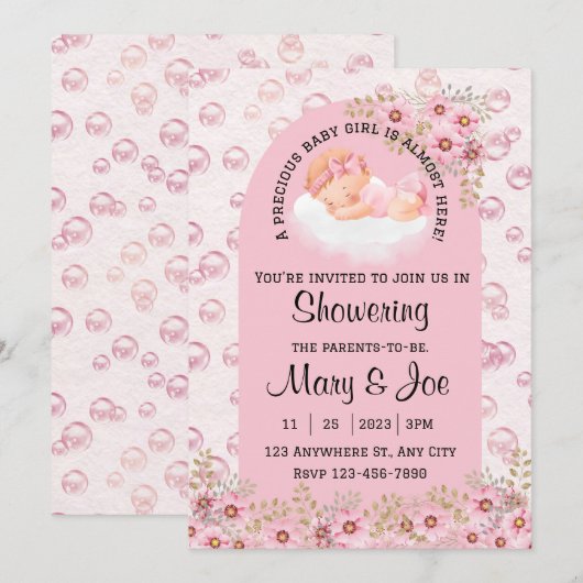 Baby shower Sweet Dreams Kaart (Voorkant / Achterkant)