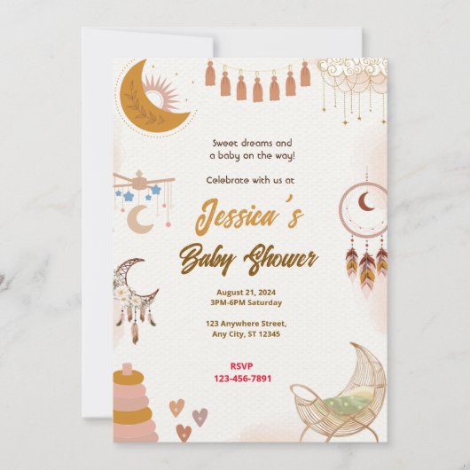 Baby shower Sweet Dreams Kaart (Voorkant)