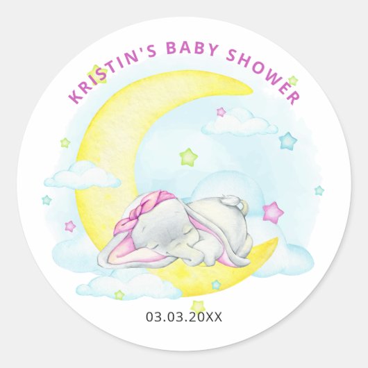 Baby shower Sweet Dreams Ronde Sticker (Voorkant)
