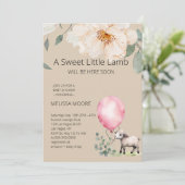 Baby shower Sweet Little Lamb Pink Balloon Kaart (Staand voorkant)