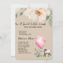 Baby shower Sweet Little Lamb Pink Balloon Kaart