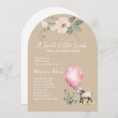 Baby shower Sweet Little Lamb Pink Balloon Kaart (Voorkant / Achterkant)