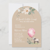 Baby shower Sweet Little Lamb Pink Balloon Kaart (Voorkant)