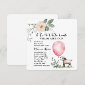 Baby shower Sweet Little Lamb Pink Balloon Kaart (Voorkant / Achterkant)