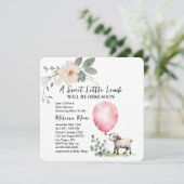 Baby shower Sweet Little Lamb Pink Balloon Kaart (Staand voorkant)