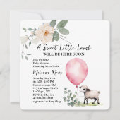 Baby shower Sweet Little Lamb Pink Balloon Kaart (Voorkant)