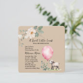 Baby shower Sweet Little Lamb Pink Balloon Kaart (Staand voorkant)