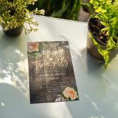 Baby shower Sweet Little Twin Girls Flowers Wood Kaart