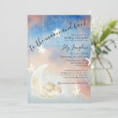 Baby shower, Sweet Slaapende Bunny op Moon Kaart (Staand voorkant)