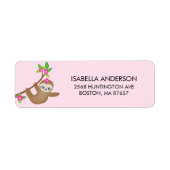 Baby shower Sweet Sloth Girls Adres Label (Voorkant)