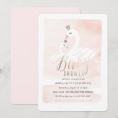 Baby shower Sweet Swan Uitnodiging met Folie (Voorkant / Achterkant)