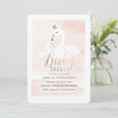 Baby shower Sweet Swan Uitnodiging met Folie (Staand voorkant)