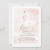 Baby shower Sweet Swan Uitnodiging met Folie (Voorkant)