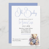 Baby shower Sweet Teddy Bear Boy Kaart (Voorkant / Achterkant)