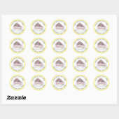 Baby Shower Taart bedekt met rozen en bloemen   Ronde Sticker (Vel)