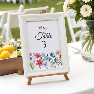 Baby shower-tabelnummers wilde bloemen kaart
