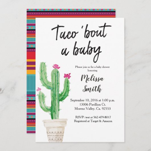 Baby shower Taco Bout Baby Invitation Kaart (Voorkant / Achterkant)