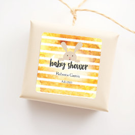 Baby shower Tan Bunny Geel Wit Streep Vierkante Sticker