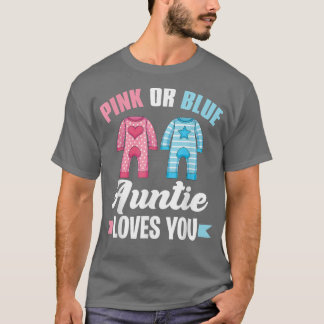 Baby shower tante Pink of Blue Auntie houdt van je T-shirt