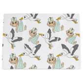 baby shower / tas met vogelcadeau - groot, glanzen groot cadeauzakje (Voorkant)