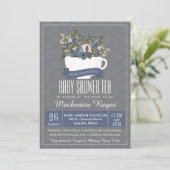 baby shower Tea Invitation, Birthday of Sip & See Kaart (Staand voorkant)