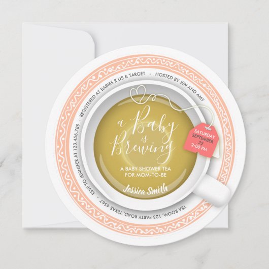 Baby shower tea nodigen Tea party Baby Brewing Kaart (Voorkant)