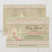 Baby shower  Tea-partij Kaart (Voorkant / Achterkant)