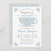Baby shower Tea Party - Baby Boy II Uitnodiging (Voorkant / Achterkant)