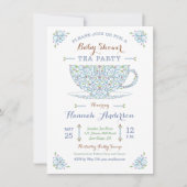 Baby shower Tea Party - Baby Boy II Uitnodiging (Voorkant)