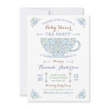 Baby shower Tea Party - Baby Boy II Uitnodiging