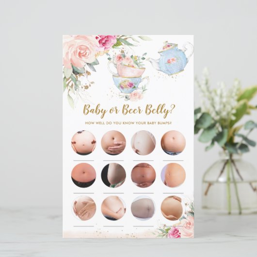 Baby shower Tea Party Baby of Beer Belly Game (Staand voorkant)