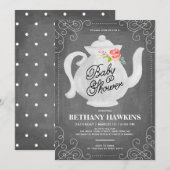Baby shower Tea Party | Baby Shower Kaart (Voorkant / Achterkant)