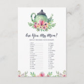Baby shower Tea Party ben jij mijn mama game Kaart (Voorkant)