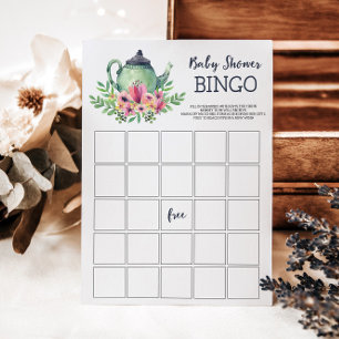 Baby shower Tea Party Bingo Game Kaart