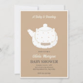 Baby shower Tea Party Bruin Uitnodiging Kaart (Voorkant)