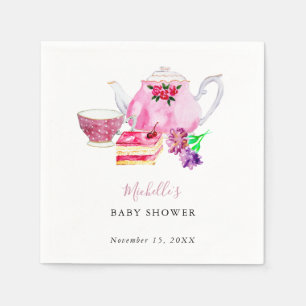 Baby shower Tea Party Dusty Roos Teapot Servet