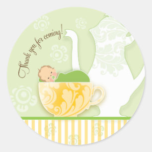 Baby shower Tea Party Favor Sticker   Neutraal