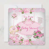 Baby shower Tea Party  Lace Pink Floral B Kaart (Voorkant)