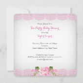 Baby shower Tea Party Lace Pink Floral D Kaart (Achterkant)