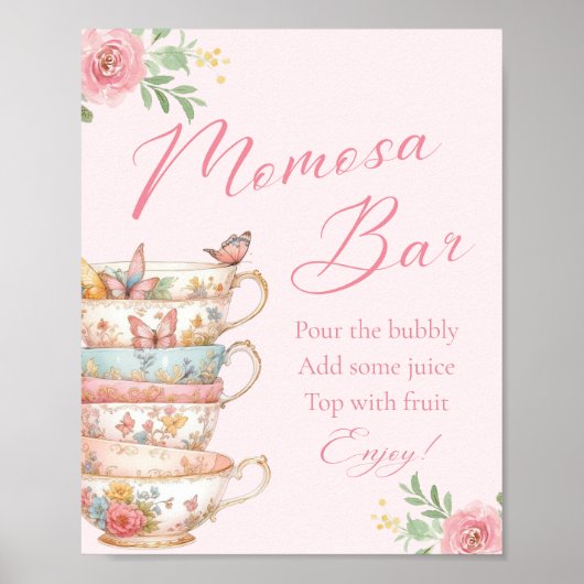 Baby shower Tea Party Momosa Bar Poster (Voorkant)