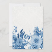 Baby shower Tea Party Navy Blue Floral w Theepot Kaart (Achterkant)